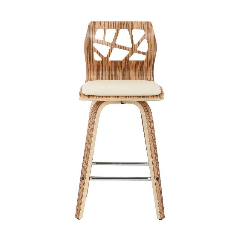 Set of 2 Folia Upholstered Counter Height Barstools Cream/Zebra - Lumisource: Wood Frame, Padded Seat, 26" Height