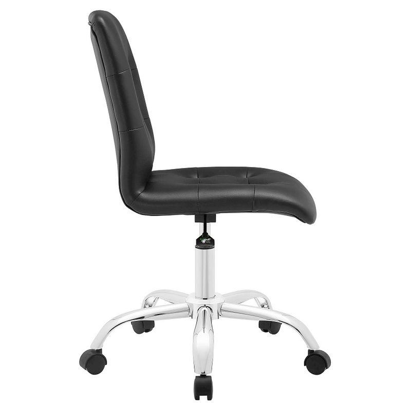 Elegant Finesse Armless Leather Drafting Chair in Black