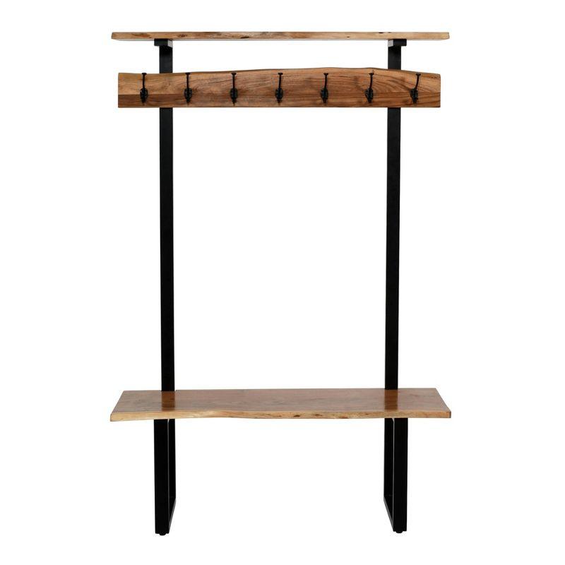 Alpine Hall Tree Natural - Alaterre Furniture: Acacia Wood, Metal Legs, Storage, 7 Hooks