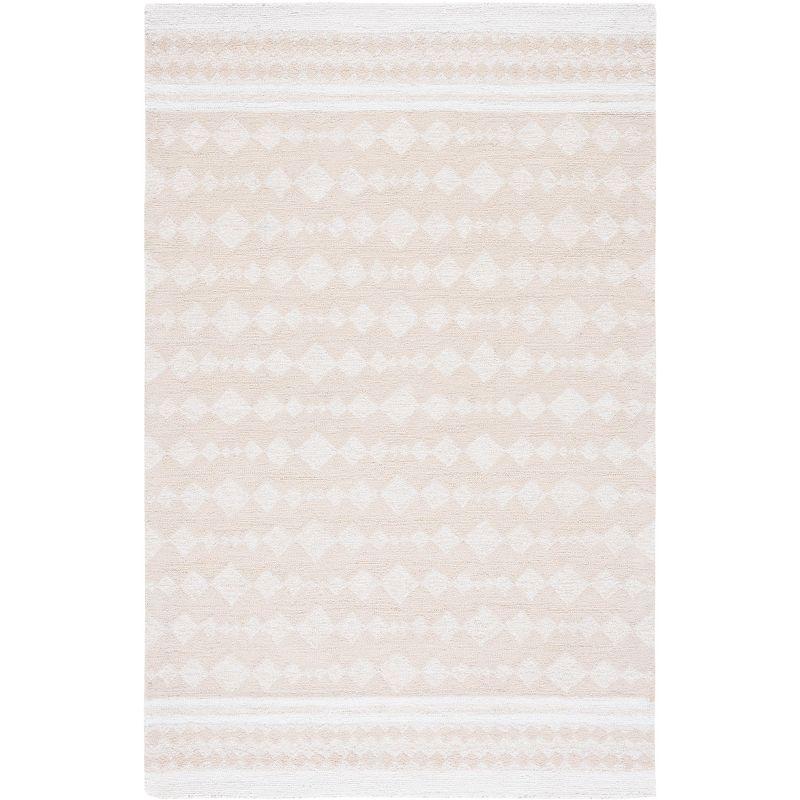 Ivory Beige Hand-Tufted Wool and Viscose 4' x 6' Rug