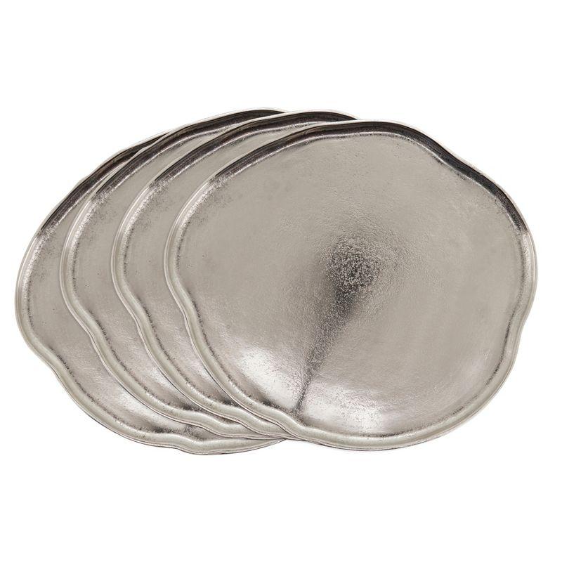 Saro Lifestyle Organic Shape Charger, 13" Round, Silver (Set of 4)