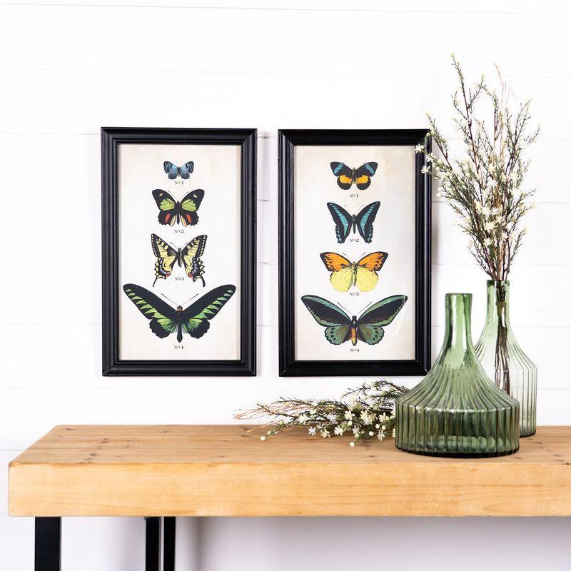 Framed Encyclopedia Butterfly Print Under Glass (Set of 2)