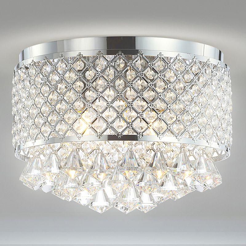 Evelyn 14.75" Chrome Crystal Drum LED Flush Mount Ceiling Light