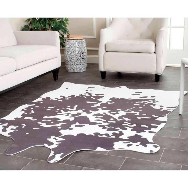 Rectangular Gray Faux Cowhide Tufted Area Rug