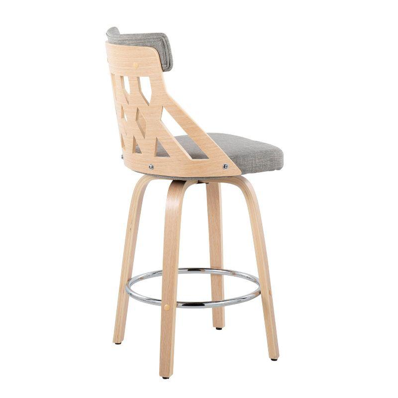 Natural Wood and Light Grey Swivel Counter Stool