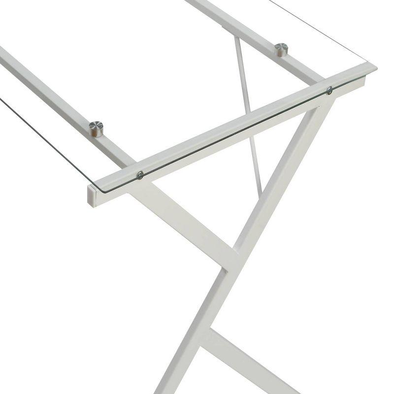 62" Dazenus Desks Clear Glass Top & White Finish - Acme Furniture: Modern Office Furniture with Wooden Base