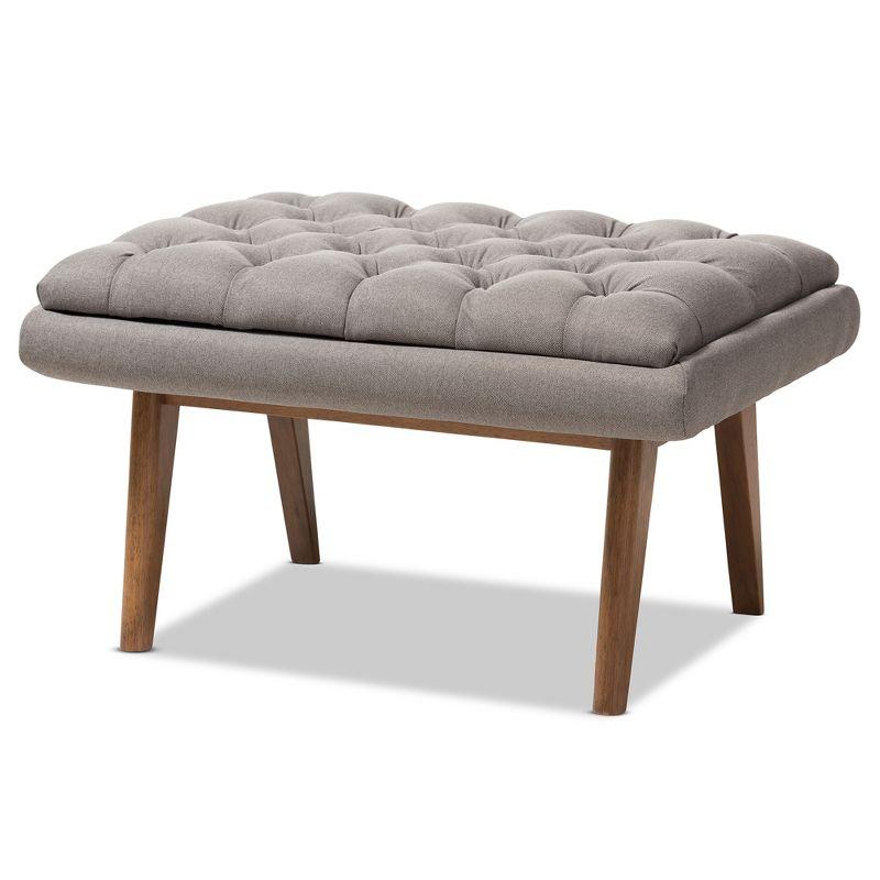 Annetha Mid-Century Modern Grey Fabric Button-Tufted Ottoman