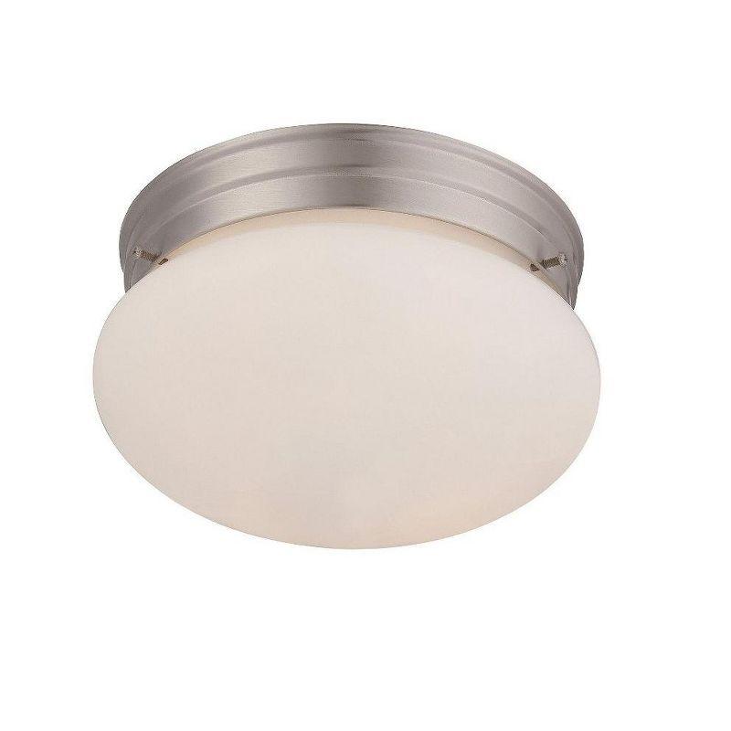 Satin Nickel 2-Light Flush Mount with Ribbed Marble Glass