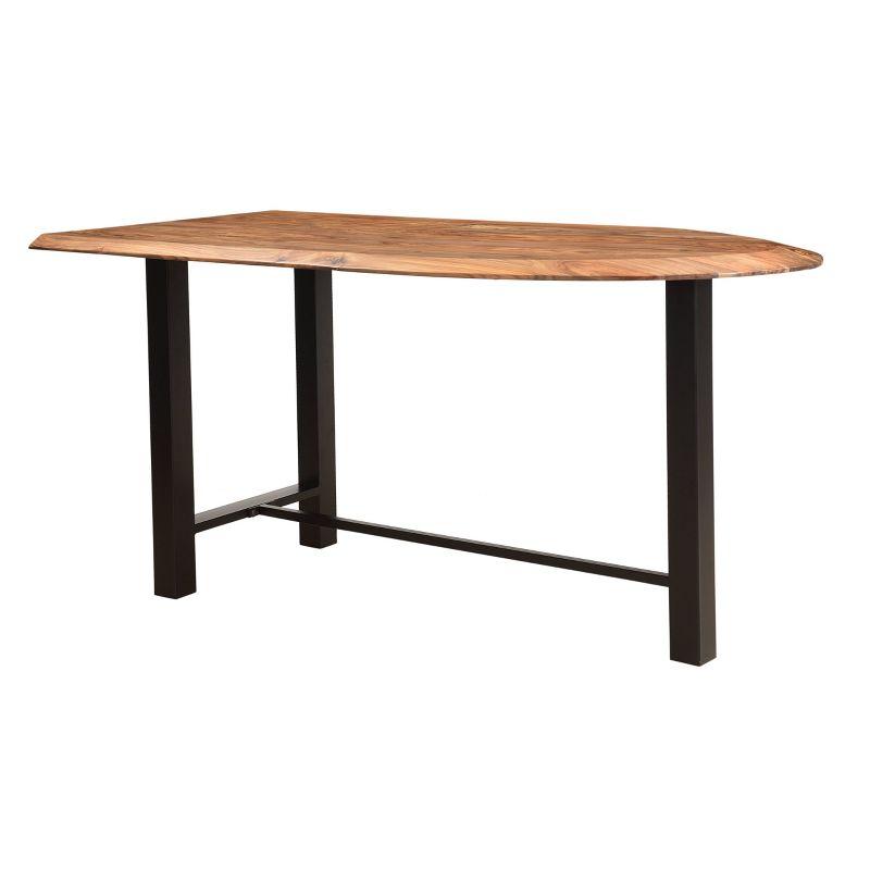 Transitional Black/Brown Sheesham Wood Counter Height Dining Table