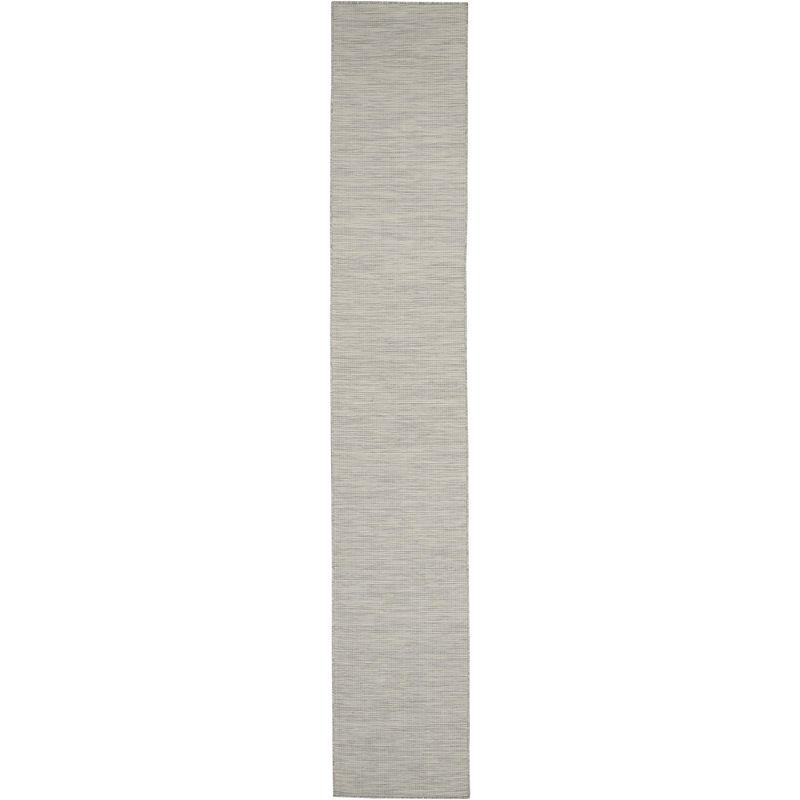 Light Grey Synthetic Flat Woven Runner Rug 2'2" x 10'