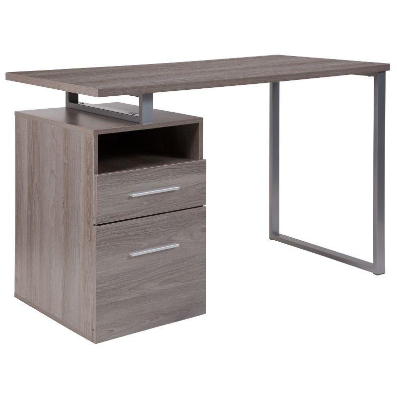 Flash Furniture Harwood Desk with Two Drawers and Metal Frame