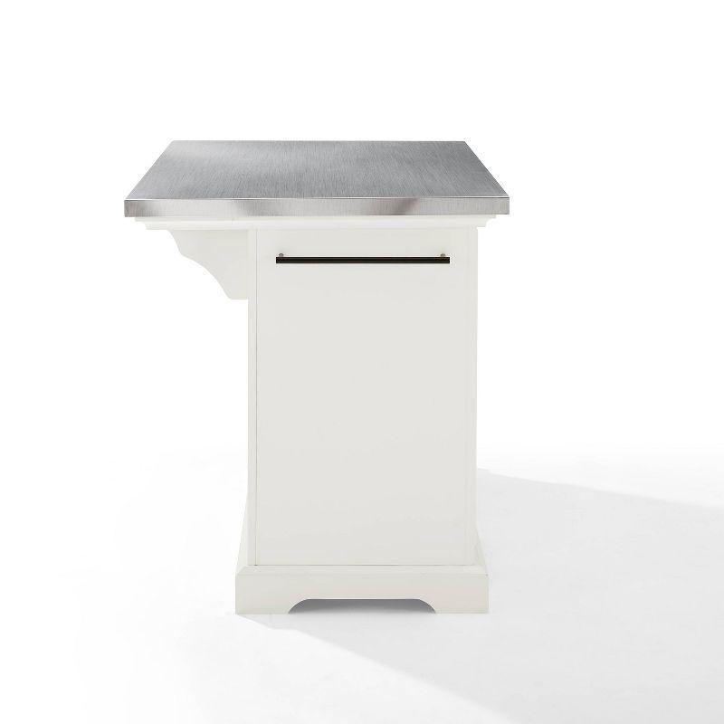 Julia White Kitchen Island with Stainless Steel Top