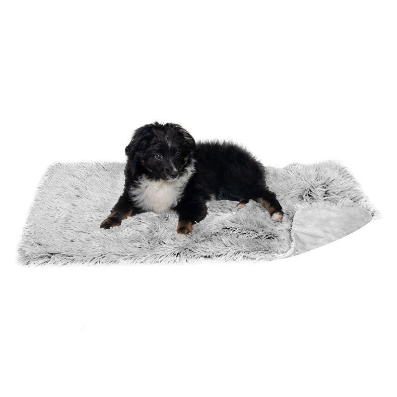 XL Mist Gray Faux Fur and Velvet Waterproof Dog Blanket