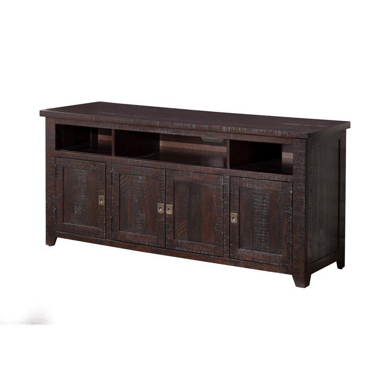 Espresso Radiata Pine 65" TV Stand with Cabinet Storage