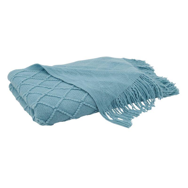 50"x60" Solid with Knitted Design Throw Blanket - Saro Lifestyle