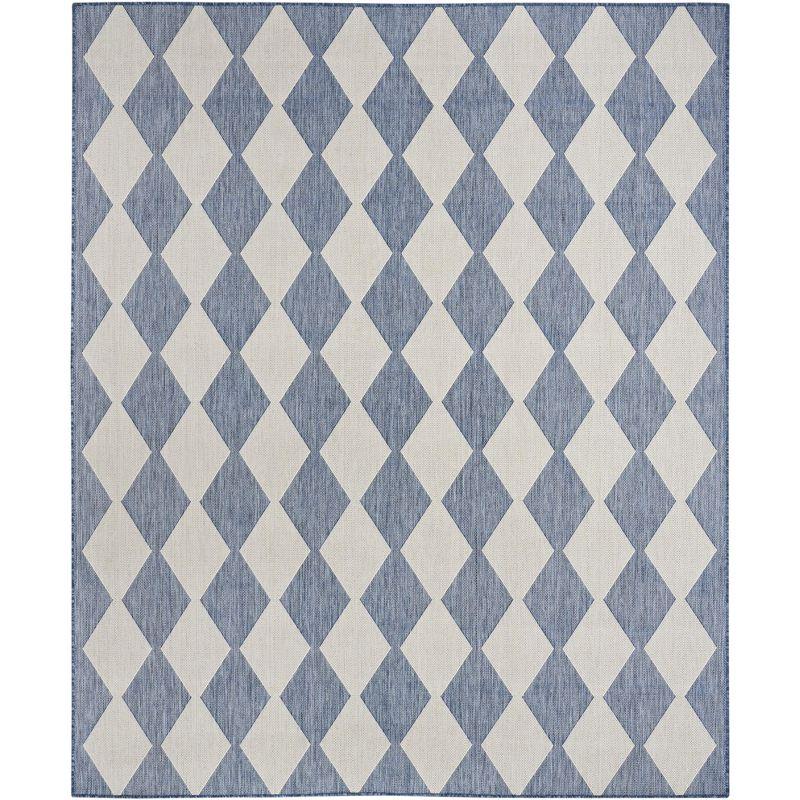 Navy Blue Diamond Pattern 6' x 9' Outdoor Rug