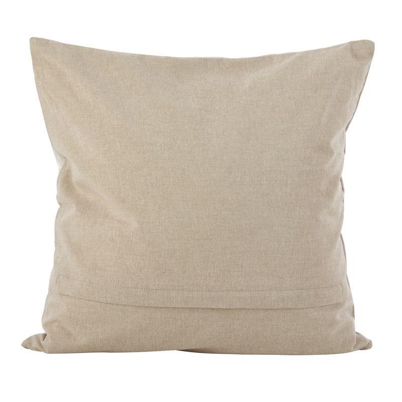 Saro Lifestyle Embroidered Floral Design Cotton Poly Filled Throw Pillow, Ivory, 18" x 18"