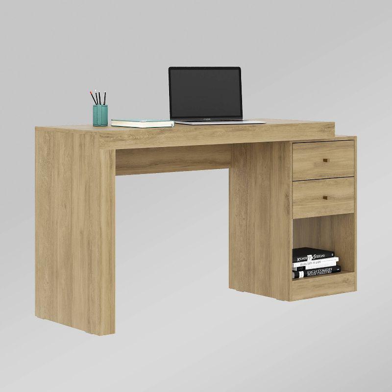 Expandable Pine Wood Home Office Desk with Storage Drawers