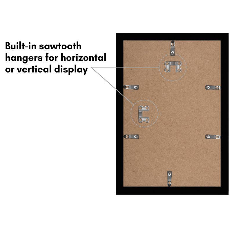 Americanflat 5 Pack of 8x12 Frames with 6x8 Mat - Plexiglass Cover - Black