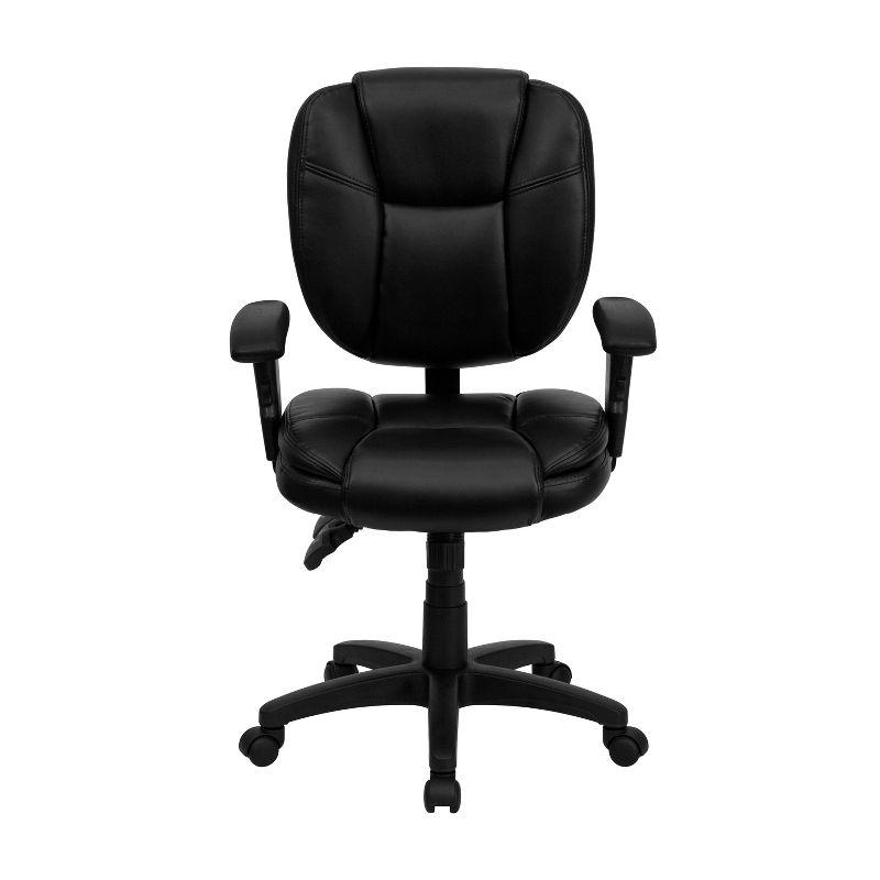 Flash Furniture Mid-Back Multifunction Swivel Ergonomic Task Office Chair with Pillow Top Cushioning and Adjustable Arms