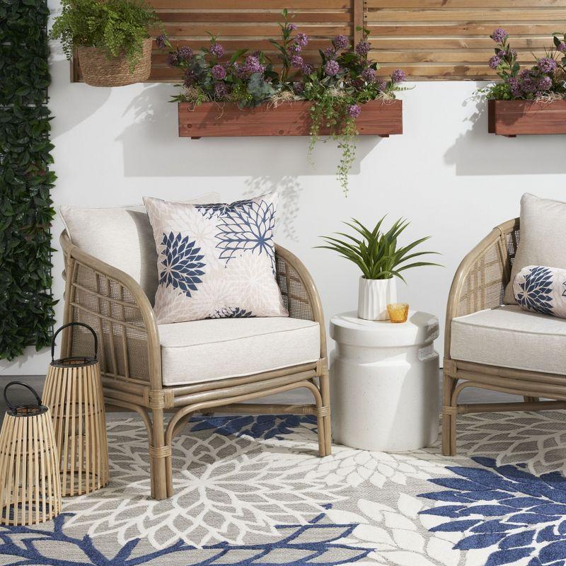 Mina Victory ALH05-020020 Floral Reversible Throw Pillow