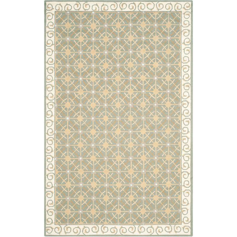 Newport Hand-Hooked Olive and Beige Cotton Area Rug