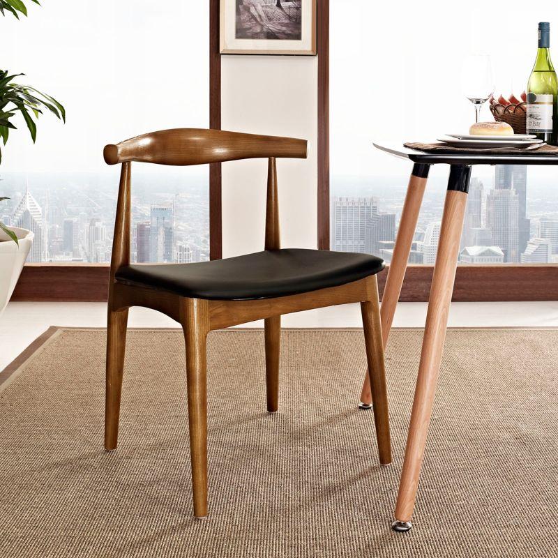 Tracy Dining Side Chair Black - Modway: Mid-Century Design, Wood Frame, Vinyl Upholstery, No Assembly Required