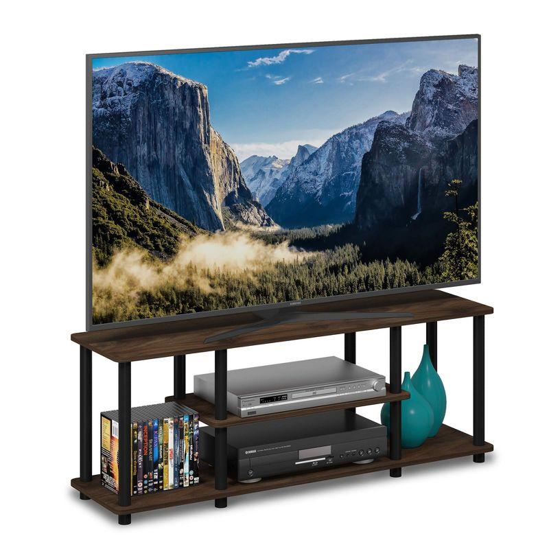 Furinno No Tools 3-Tier TV Stands for TV's up to 50" Entertainment Media Center Columbia Walnut/Black