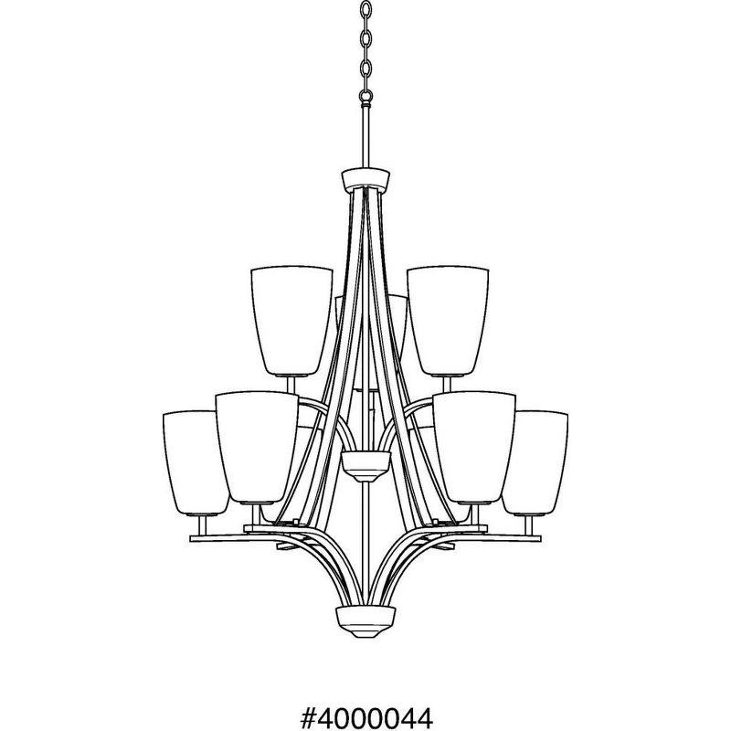 Leap Brushed Nickel 9-Light Two-Tier Chandelier with Glass Shades