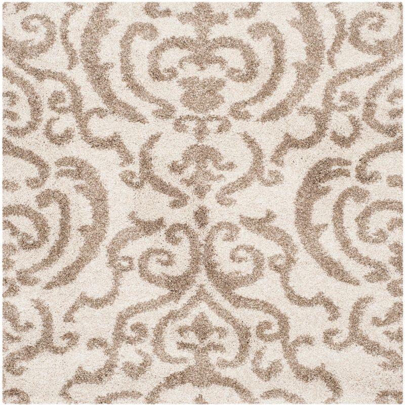 Florida Shag SG462 Power Loomed Area Rug - Cream/Beige - 4'x4' - Safavieh.