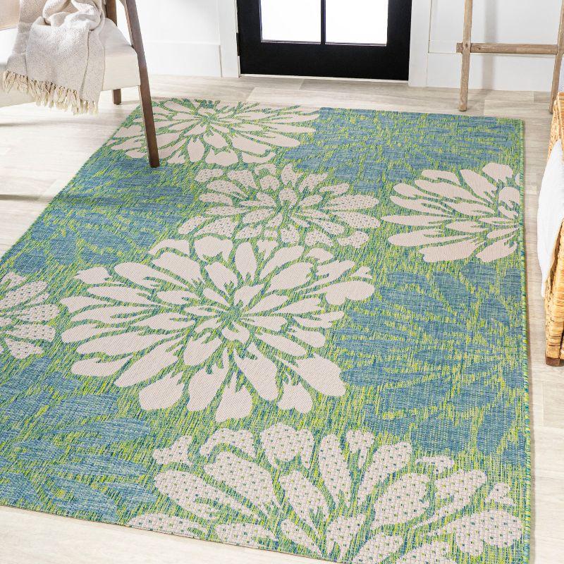 Zinnia Modern Floral Textured Weave Indoor/Outdoor Area Rug - JONATHAN Y