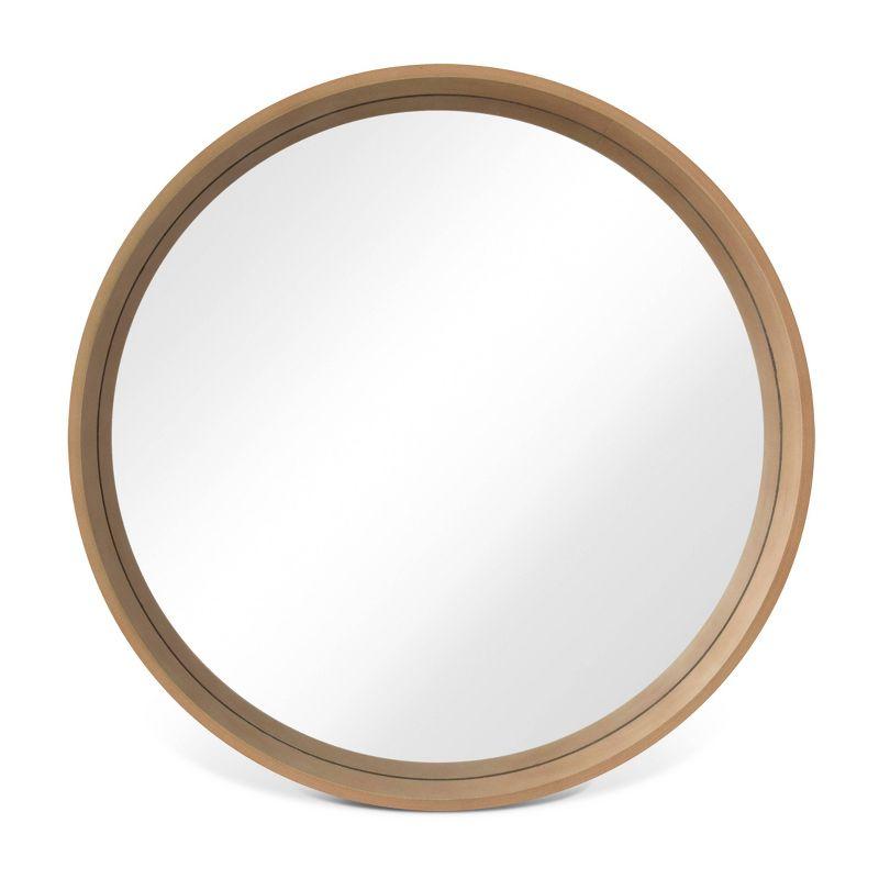 28" Wood Round Mirror Natural - WallBeyond: Pine Frame, 27" Diameter, Modern Decor, Wall Mount
