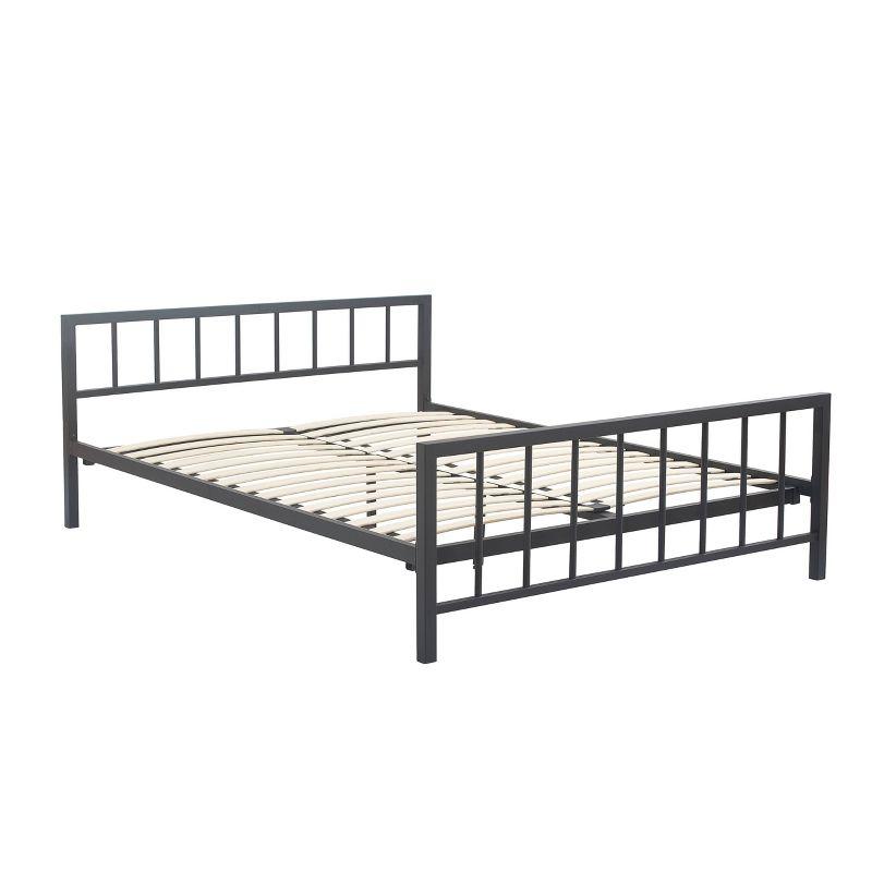 ClickDecor Evans Platform Bed Frame with Matte Black Metal Headboard