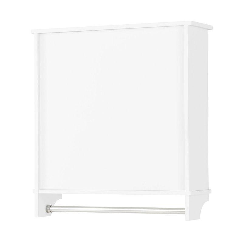 Dover Wall Mounted Bathroom Storage Cabinet with Two Doors and Towel Rod White - Alaterre Furniture