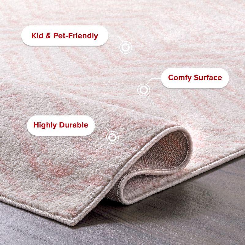 Nuloom Rosanne Geometric 5x7 Indoor Area Rug for Living Room Bedroom Dining Room Kitchen, Pink/Ivory