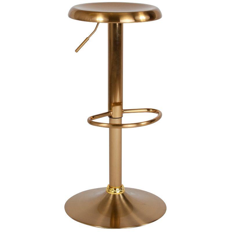 Gold Adjustable Swivel Backless Metal Barstool