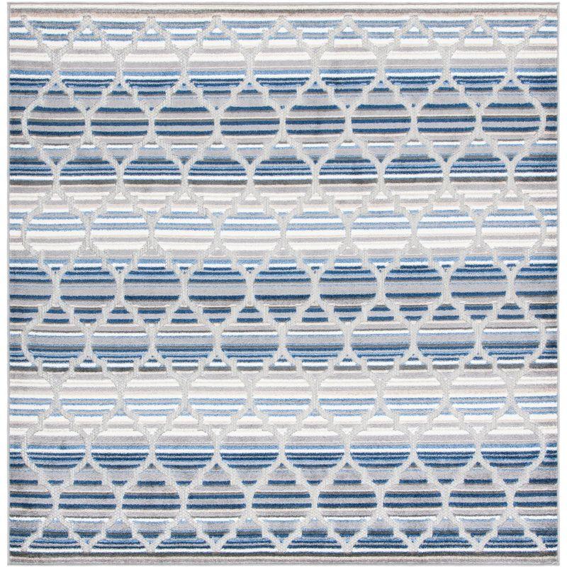 Cabana CBN333 Power Loomed UV Resistant Indoor/Outdoor Accent Rug - Blue/Grey - 3'x3' - Safavieh