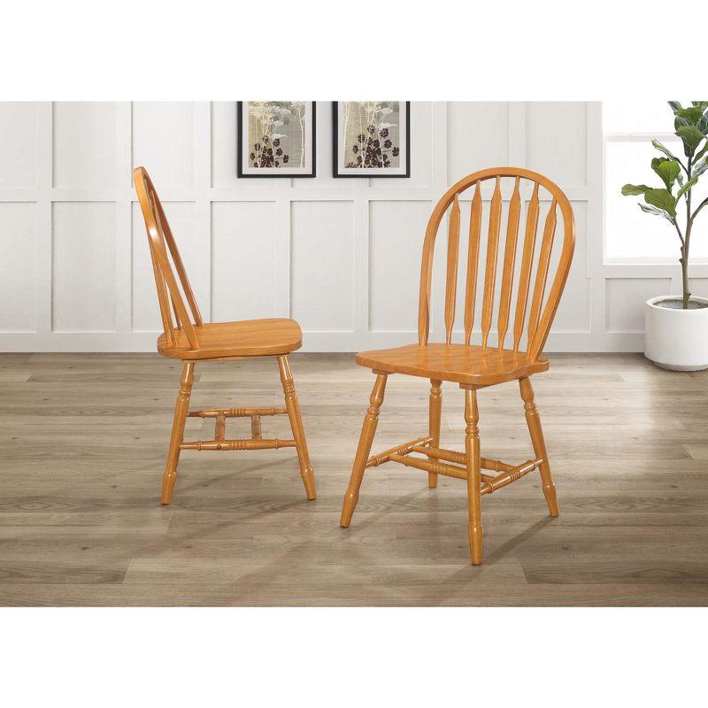 Light Oak High Back Windsor Solid Wood Side Chair Set