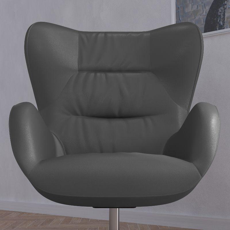 Merrick Lane Ergonomic High-Back Lounge Chair 360° Swivel Accent Chair Side Chair with 4 Star Alloy Base