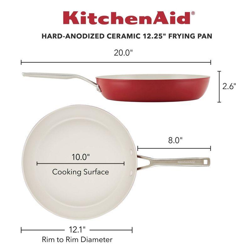 KitchenAid 12.25" Hard Anodized Ceramic Nonstick Frying Pan Empire Red: Lifetime Warranty, Hand Wash, Gas & Electric Compatible