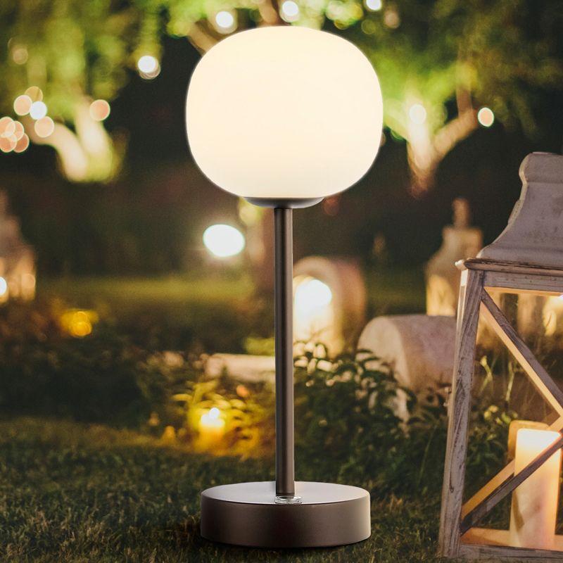 JONATHAN Y Natalia 12.25" Modern Farmhouse Iron Rechargeable Integrated Portable LED Table Lamp, Oil Rubbed Bronze/White