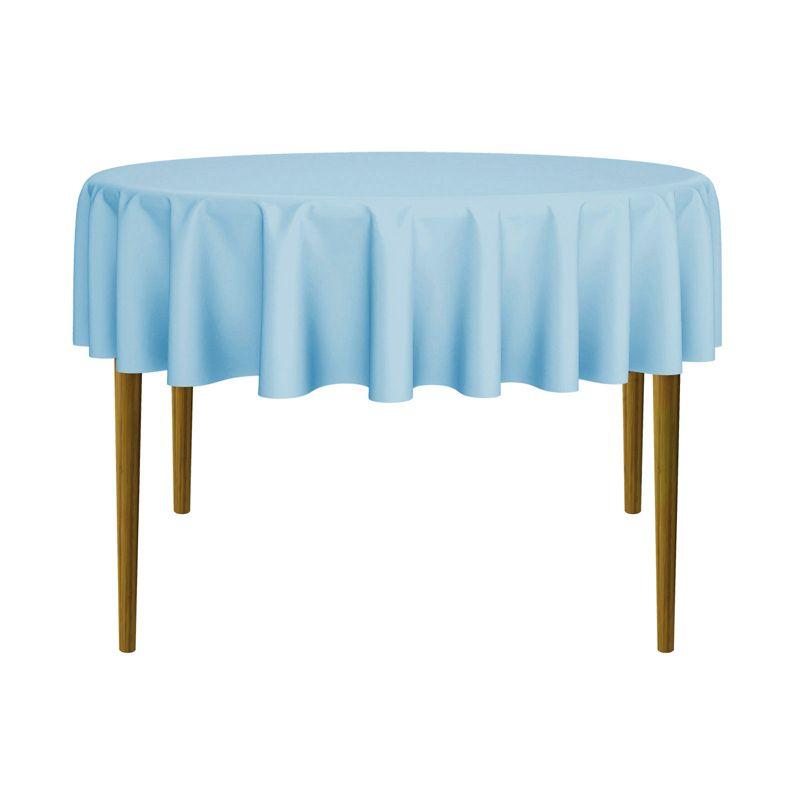 Lann's Linens Polyester Fabric Tablecloth for Wedding, Banquet, Restaurant - 70 Inch Round - Baby Blue