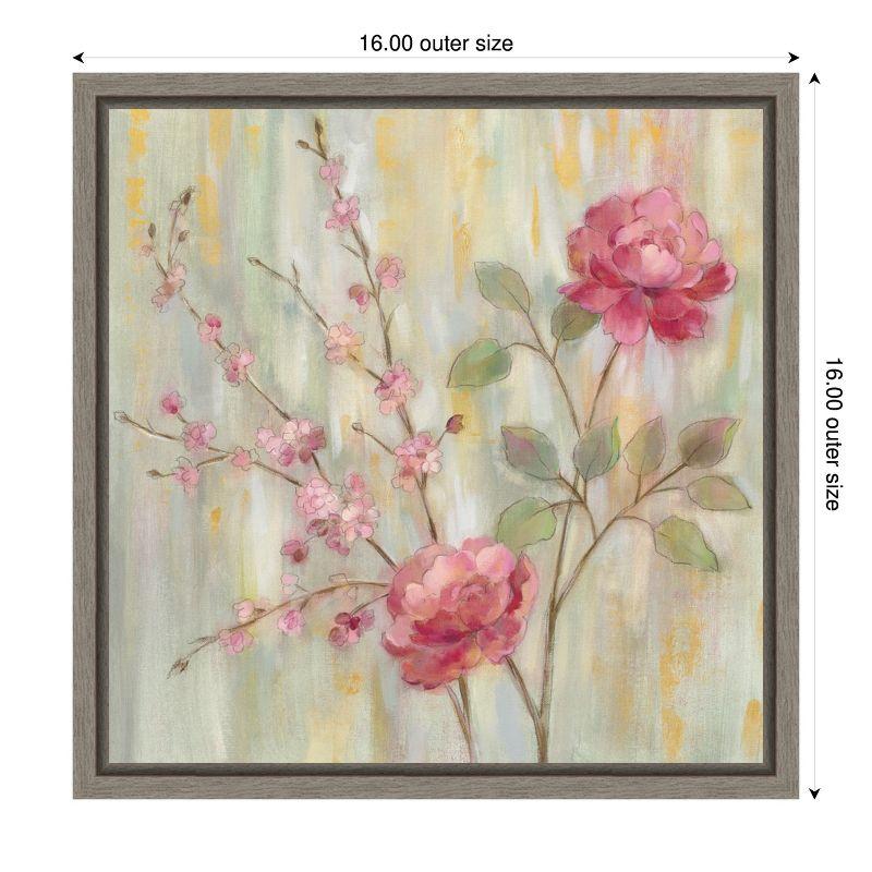 Silvia Vassileva Pink Floral Canvas Wall Art Print with Frame