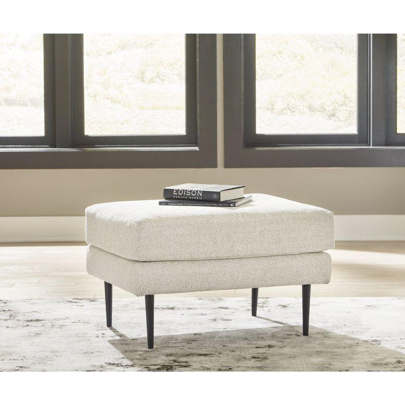 Sandstone Fabric Ottoman with Black Metal Legs