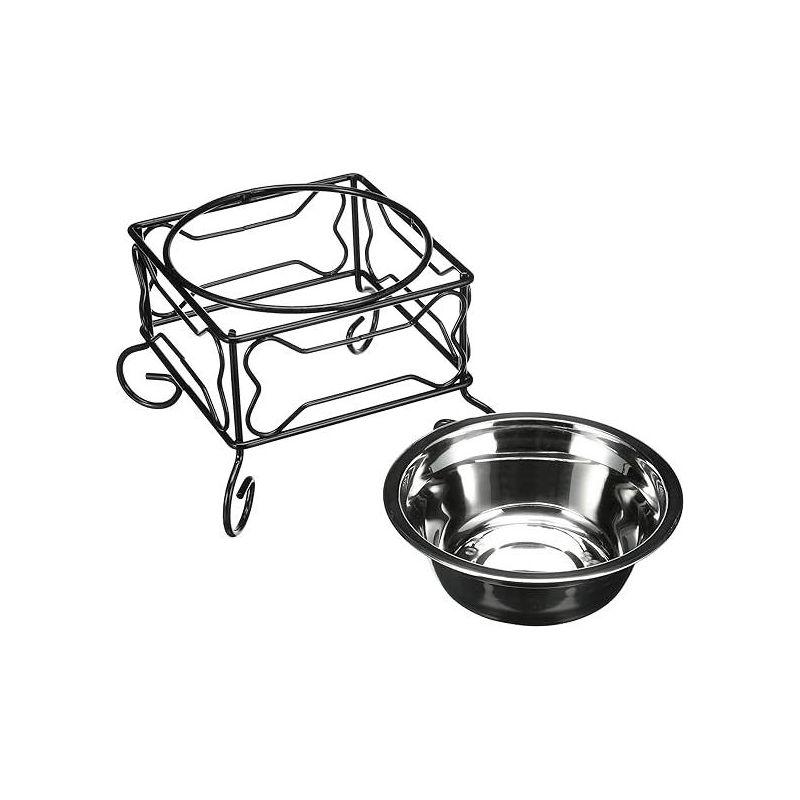 YML 5-Inch Wrought Iron Stand with Single Stainless Steel Feeder Bowl