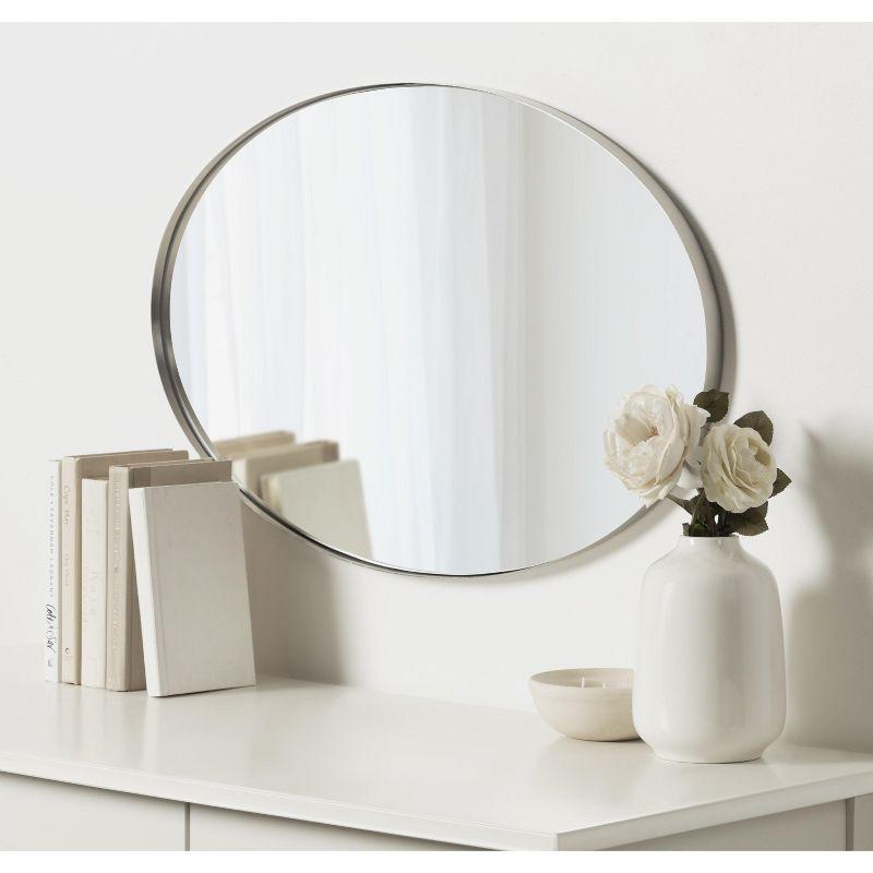 Kate and Laurel Rollo Oval Framed Wall Mirror, 20x30, Silver