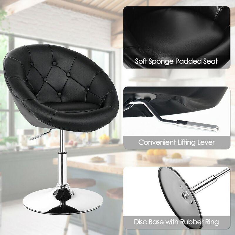 Yaheetech Height Adjustable Swivel Upholstered Round Accent Chair Barrel Chair-Black