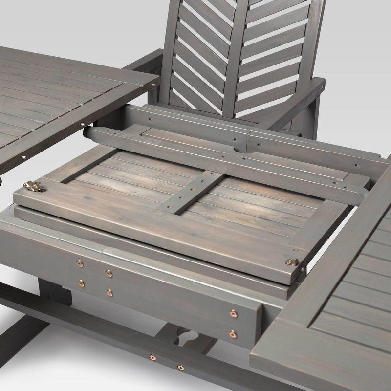 Modern 4-Person Chevron Walnut Wood Patio Dining Set