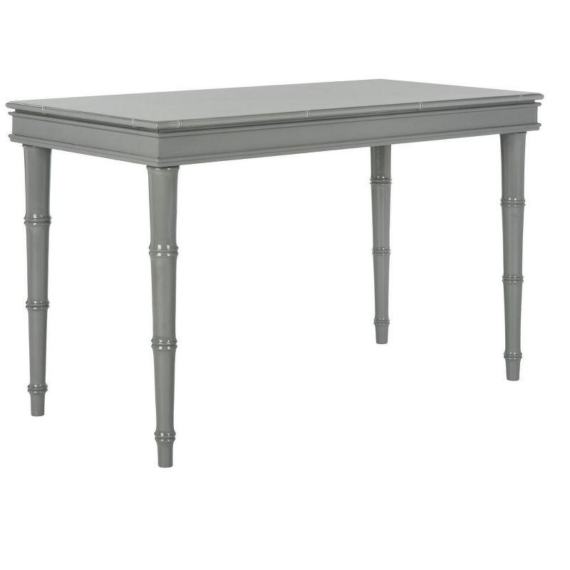 Transitional Gray Home Office Desk with Bamboo-Inspired Frame