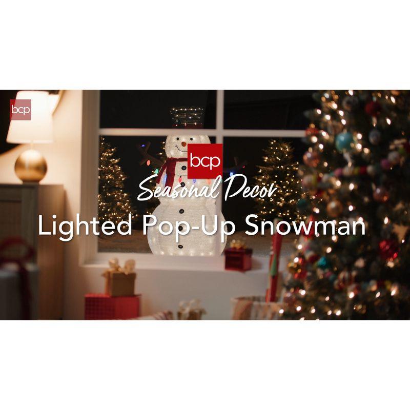 Best Choice Products 5ft Lighted Pop-Up Snowman, Outdoor Christmas Holiday Decoration w/ 200 LED Lights, Hat, Scarf